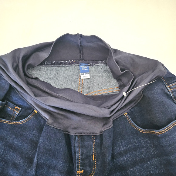 Old Navy Maternity SIZE 8 Jeans Skinny Full Panel Blue Dark Wash Stretch - Picture 2 of 9